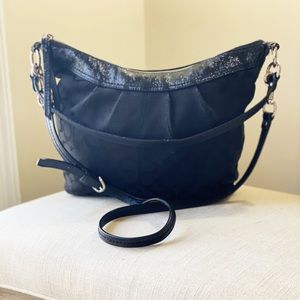 Coach Black Jacquard Patent Leather Trim/ Details